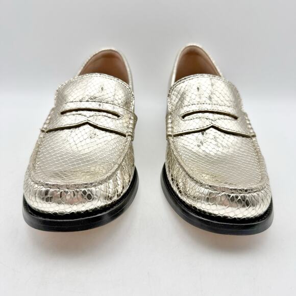 Cole Haan Womens Lana Lux Penny Loafers US 7 Wide Gold Snake Print Leather NIB - Picture 6 of 12